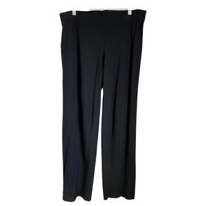 Eileen Fisher Black Crepe Knit Wide Leg Pull On Pants Size Medium USA Made